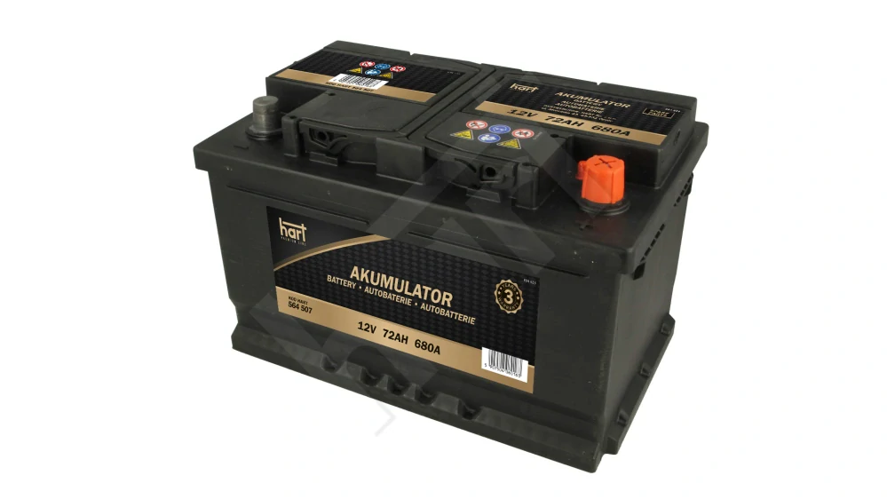 Autobaterie Hart, 12V, 72AH 680A 278X175X175/P+/, HART 564 507